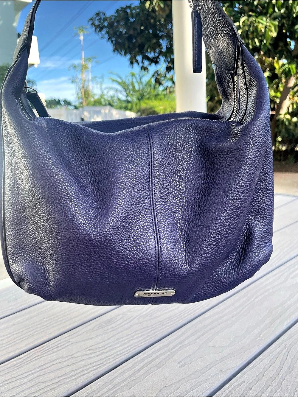 Coach Purple Avery Leather Hobo Bag